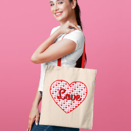 Red Kärlek Valentine Heart på Rosa & Red Hearts Tygkasse