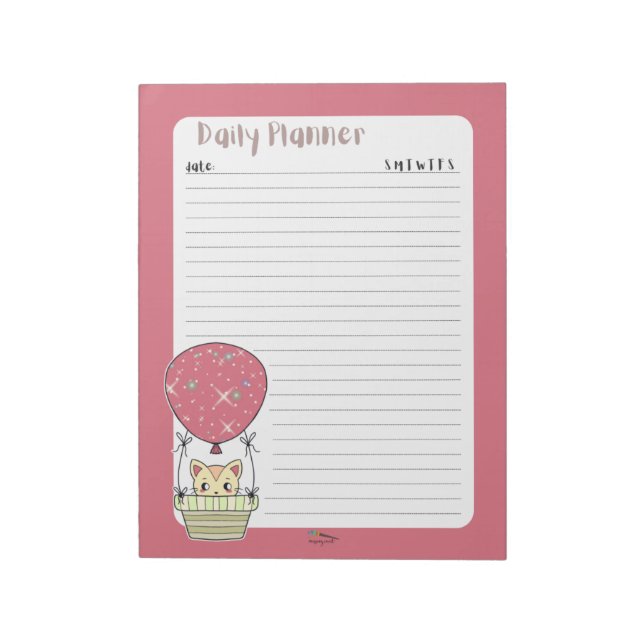Red Kattunge Balloon Linton Daily Planner Anteckningsblock (Roterad)