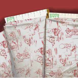 Red Kattunge Bathroom Toile Tyg