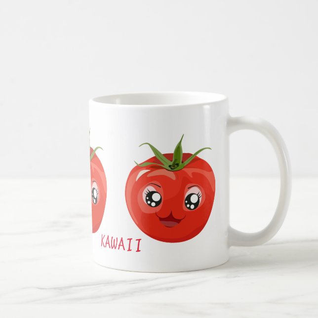 Red kawaii tomato White Mugg (Höger)