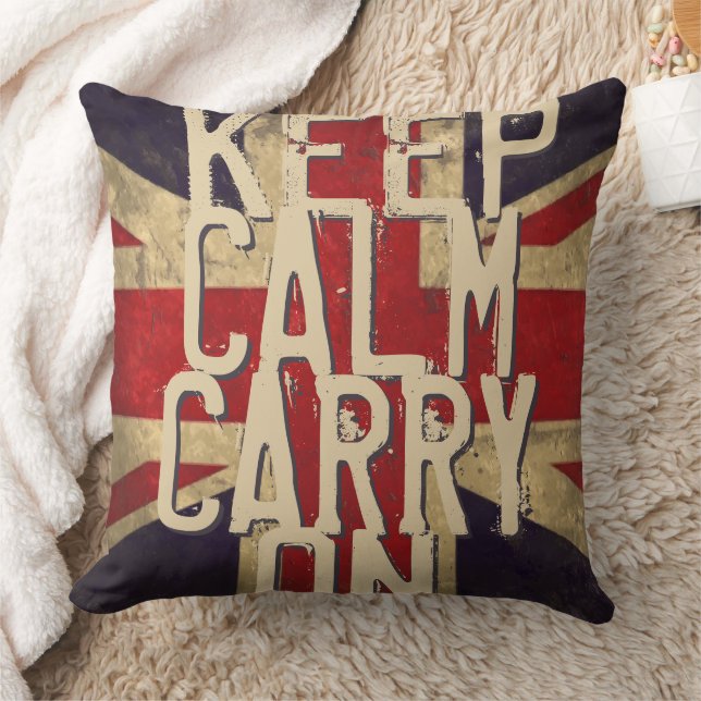 Red KEEP CALM OCH Carry ON UK Pillow Kudde (Filt)