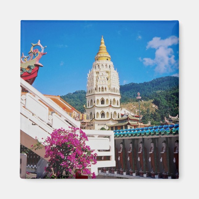 Red Kek Lok Si Temple, Penang, Malaysia blommor Magnet (Framsidan)