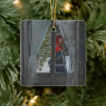 Red KerChief | Claude Monet Julgransprydnad Keramik<br><div class="desc">Red KerChief (1868-1873),  även kallad Red Cape,  av Fransk Impressionist artist Claude Monet. Oljan på snöslingan på mållina visar Monets fru,  Camille,  som går utanför ett fönster som är klädt i ett rött landskap. Använda verktygen för att lägga till anpassningsbar eller anpassa bilden.</div>