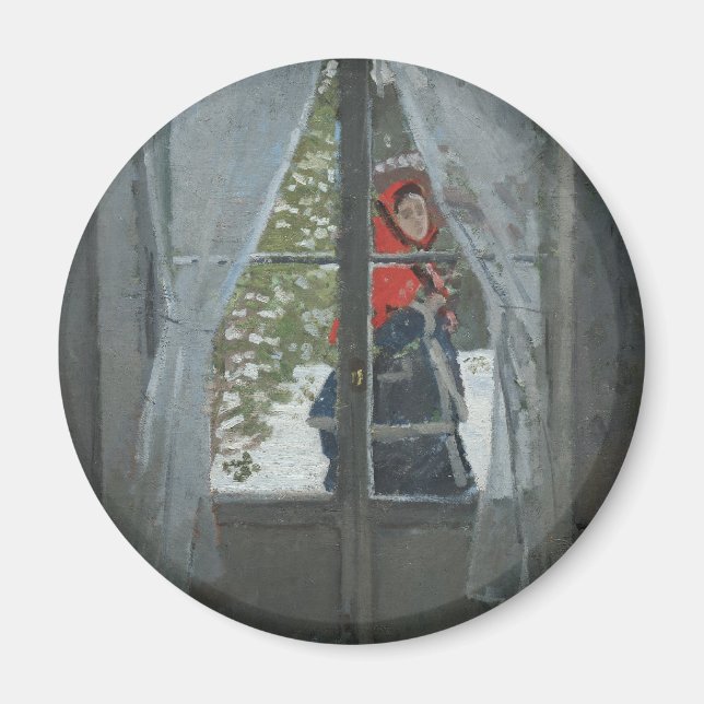 Red KerChief, Porträtt of Mrs. Monet (1873) Magnet (Framsidan)