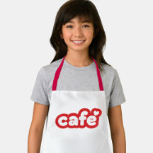 Red Kids' Apron med Café Lettering