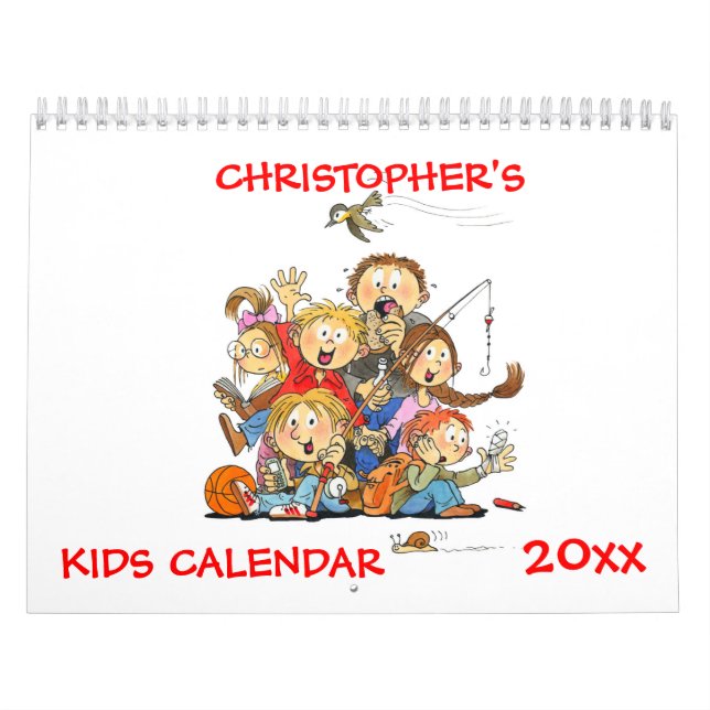 Red Kids Calendar - Funny Calendar För barn Kalender (Omslag)