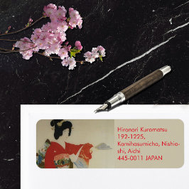 Red Kimono-kvinna Returadress Etikett