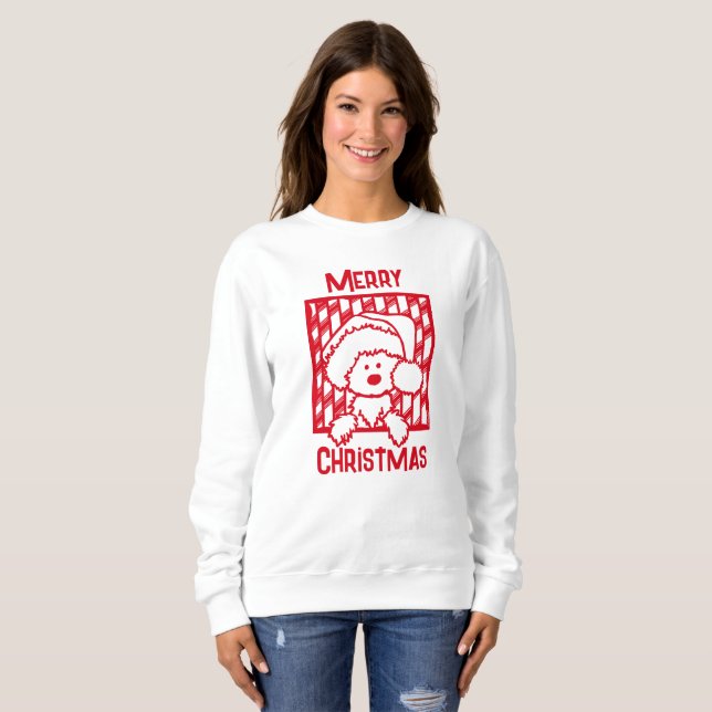 Red KiniArt Westie Hund Julsötskjorta T Shirt (Hel framsida)