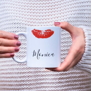 Red Kiss Läppar Lipstick Personlig mugg