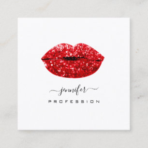 Red KISS LÄPPAR Makeup Artist White Social Media Fyrkantigt Visitkort