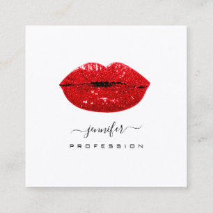Red KISS LÄPPAR Makeup Artist White Social Media Fyrkantigt Visitkort