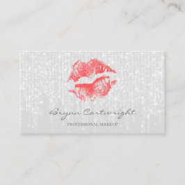 Red Kiss Läppar med Subtle Twinkle Ljus Makeup Visitkort