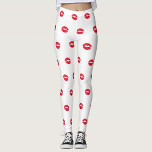 Red Kissing Läppar Leggings
