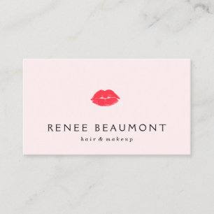 Red Kissing Läppar Ljus rosa Makeup Artist Visitkort