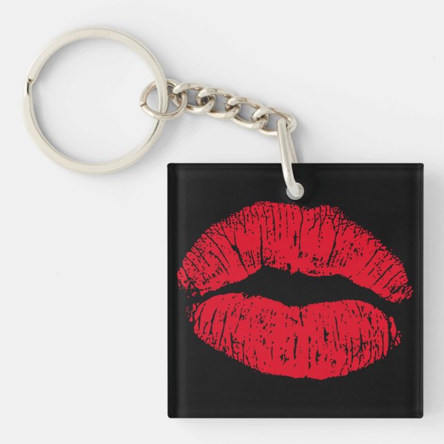 Red Kissing Läppar på Black (Framsidan)