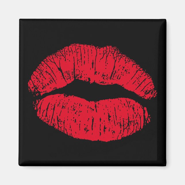 Red Kissing Läppar på Black Magnet (Framsidan)