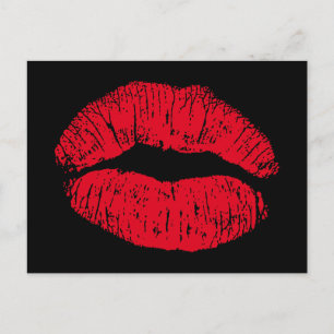 Red Kissing Läppar på Black Vykort