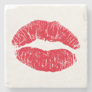 Red Kissing Läppar Underlägg Sten