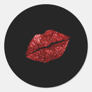 Red Kissing Lipstick Glitter Läppar Kiss Red Läppa Runt Klistermärke