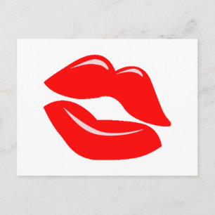 Red Kissy Läppar Vykort