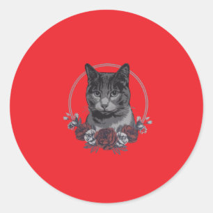 Red Kitten Classic Round Stickers Runt Klistermärke