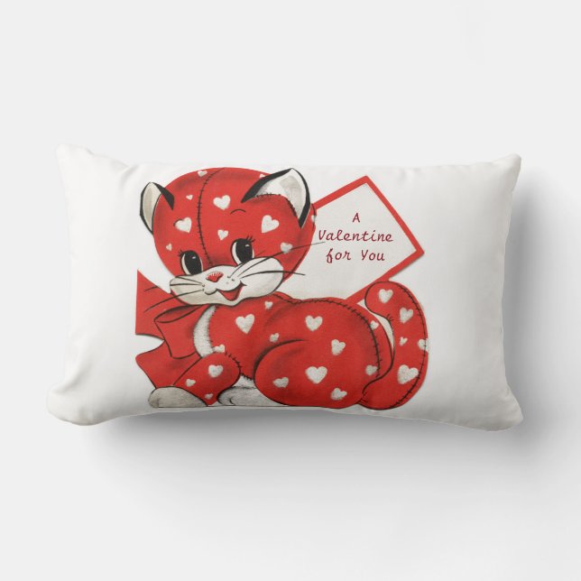 Red Kitten Valentine Lumbar Pillow Lumbarkudde (Framsida)