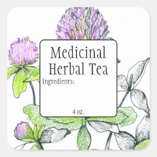 Red Klöver Blank Herb Tea Blend Label Anpassningsb Fyrkantigt Klistermärke