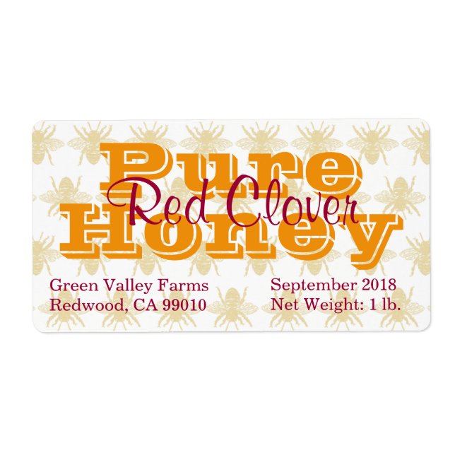 Red Klöver Honung Burk Fraktsedel (Framsidan)