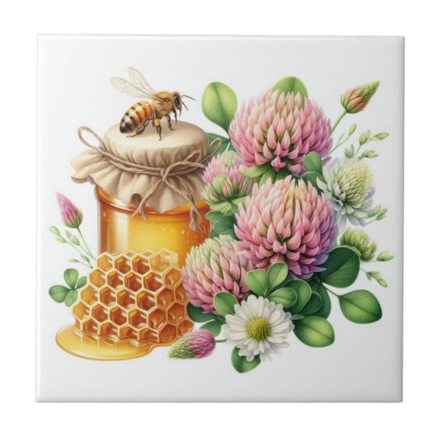 Red Klöver Honung Sweet Bee Ceramic Tile Kakelplatta (Framsidan)