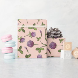 Red Klöver Rosa Baby Shower Wrapping Papper Presentpapper