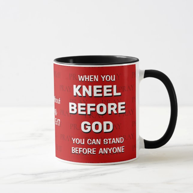 Red KNEEL FÖRE GOD Prayer Mugg (Höger)