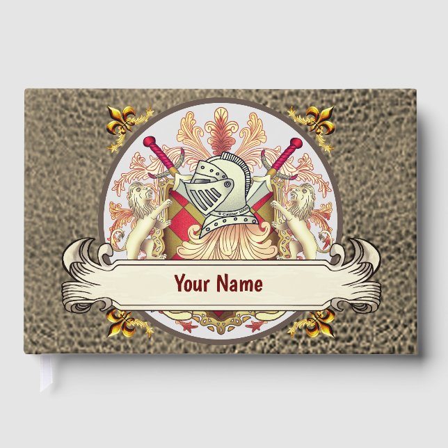 Red Knight Family Crest Surname Gästböcker (Framsida)