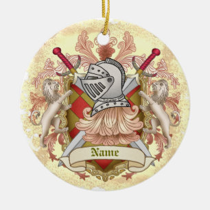 Red Knight Family Crest Surname Julgransprydnad Keramik