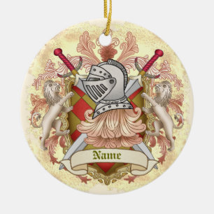 Red Knight Family Crest Surname Julgransprydnad Keramik
