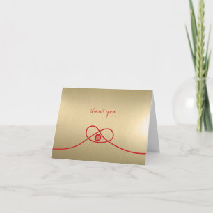 Red Knot Dubbla Happiness Golden China Bröllop Tack Kort