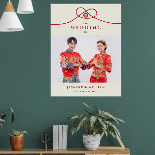 Red Knot Dubbla Happity China Bröllop Sign Poster