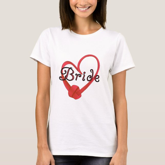 Red Knot Heart Bride T-shirt (Framsida)