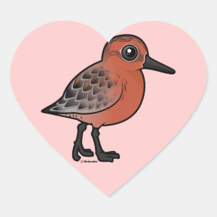 Red Knot Hjärtformat Klistermärke