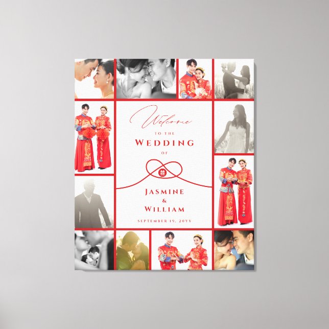 Red Knot Union Dubbla Happity China Bröllop Canvastryck (Framsida)