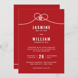 Red Knot Union Dubbla Happity China Bröllop Inbjudningar