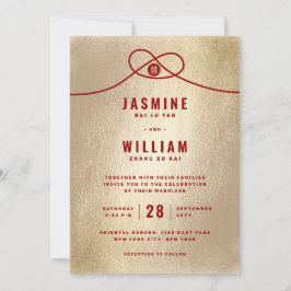 Red Knot Union Dubbla Happity China Bröllop Inbjudningar