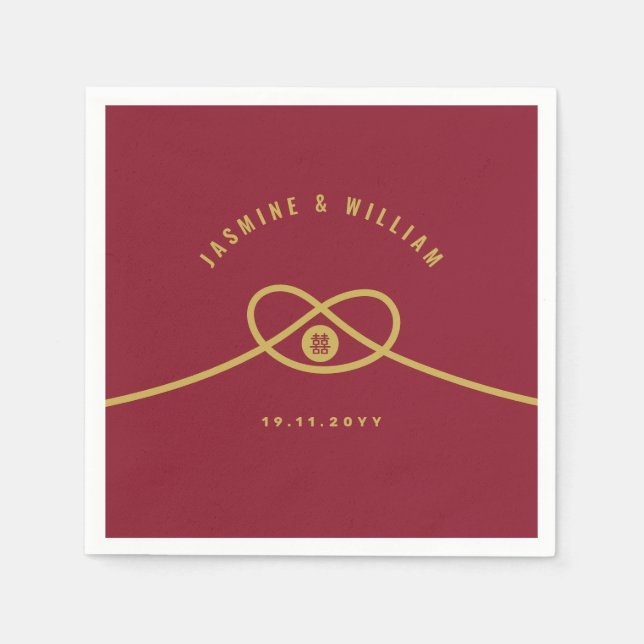 Red Knot Union Dubbla Happity China Bröllop Pappersservett (Framsidan)