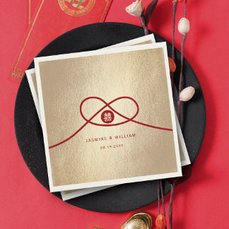 Red Knot Union Dubbla Happity China Bröllop Pappersservett
