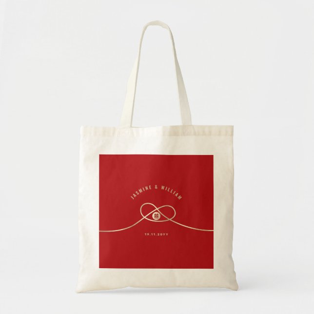 Red Knot Union Dubbla Happity China Bröllop Tygkasse (Framsidan)