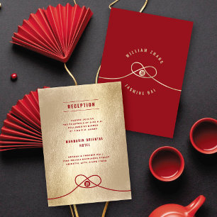 Red Knot Union Dubbla Xi China Wedement Reception Inbjudningar