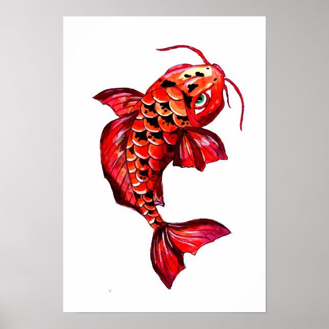 Red Koi Carp Fish Poster (Framsidan)