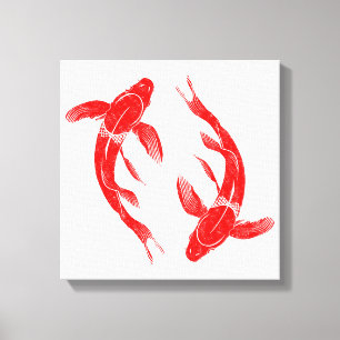 Red Koi Fish Carp Canvastryck