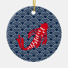 Red Koi Fish Julgransprydnad Keramik