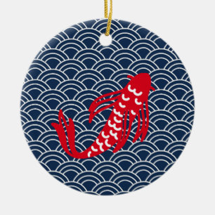Red Koi Fish Julgransprydnad Keramik