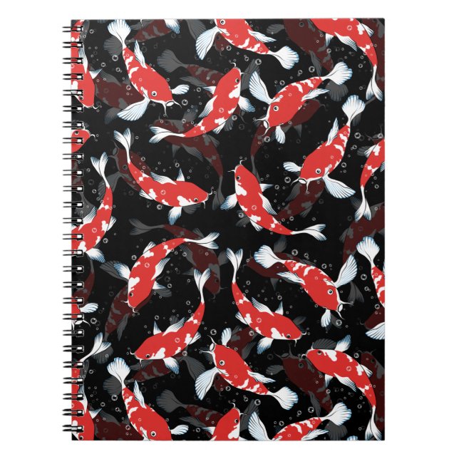 Red Koi Fish Mönster Anteckningsbok (Framsidan)